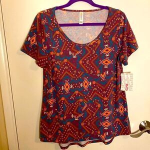 LuLaRoe Classic T- Red patterned- Size Small